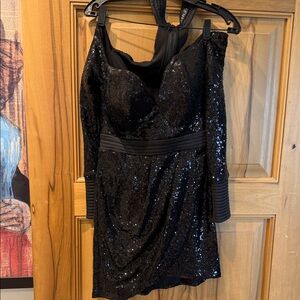 Zhivago Black Sequin One Shoulder Dress